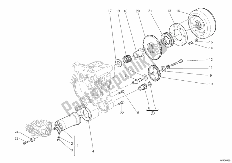 All parts for the Starting Motor of the Ducati Sportclassic Sport 1000 USA 2008